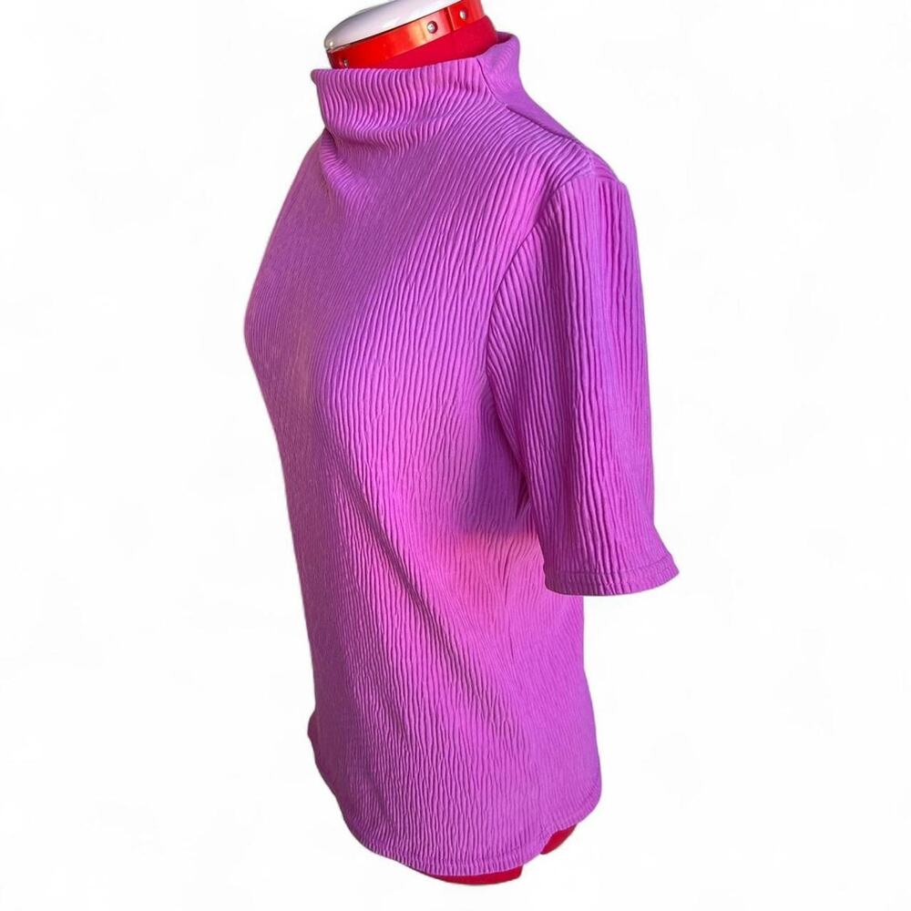Halogen Pink Ribbed Mock‎ Neck Blouse - Picture 4 of 6